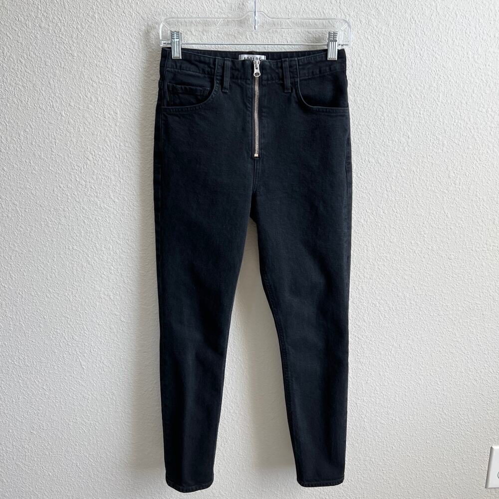 Agolde Nico Exposed Zipper Jeans Women's 26 Black Slim Fit High Rise Cropped